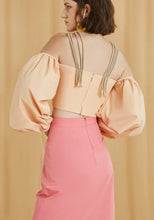 Load image into Gallery viewer, Peach Cropped top with cords details