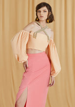 Load image into Gallery viewer, Peach Cropped top with cords details