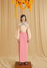 Load image into Gallery viewer, Peach Cropped top with cords details