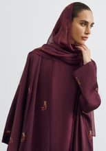 Load image into Gallery viewer, Maroon Abaya &amp; Shayla in khanjar Style
