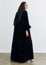 Load image into Gallery viewer, Velvet black Abaya & Shayla in Dots Style