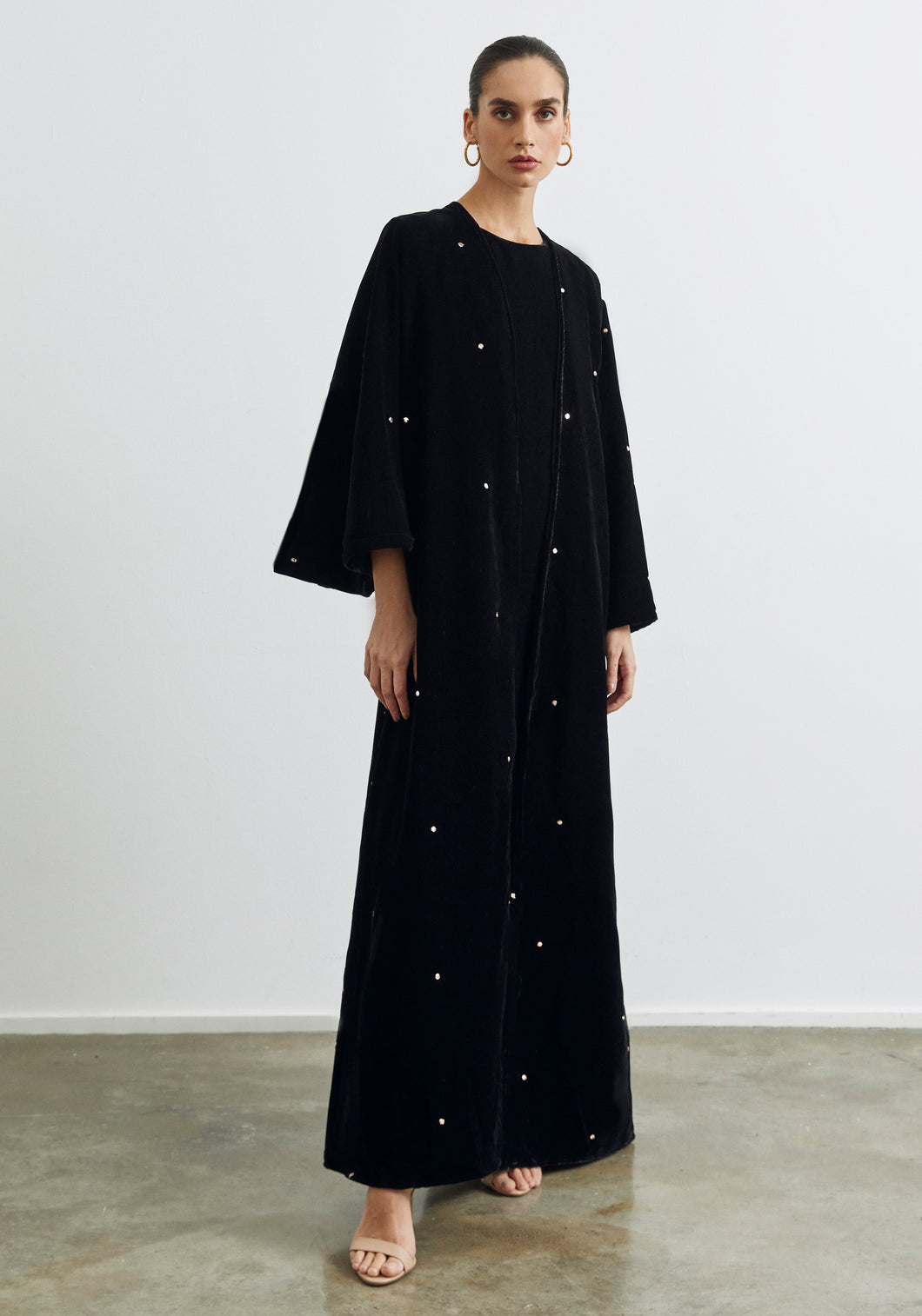 Velvet black Abaya & Shayla in Dots Style