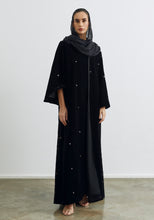 Load image into Gallery viewer, Velvet black Abaya & Shayla in Dots Style