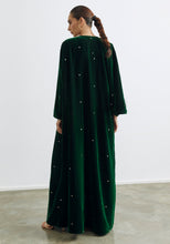 Load image into Gallery viewer, Velvet Green Abaya & Shayla in Dots Style