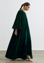 Load image into Gallery viewer, Velvet Green Abaya & Shayla in Dots Style