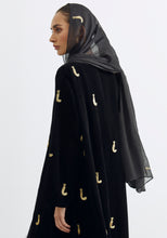 Load image into Gallery viewer, Velvet Black Abaya & Shayla in Khanjar style