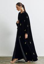 Load image into Gallery viewer, Velvet Black Abaya & Shayla in Khanjar style
