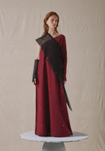 Load image into Gallery viewer, Maroon Asymmetrically Draped Kaftan