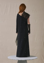 Load image into Gallery viewer, Black Asymmetrically Draped Kaftan