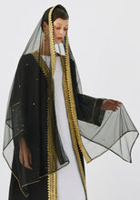 Load image into Gallery viewer, Bisht Abaya/Tulle with Gold embroidery And Shayla