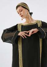 Load image into Gallery viewer, Founding Day Black Silk Kaftan/Headband