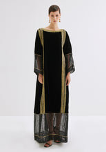 Load image into Gallery viewer, Velvet Kaftan with gold traditional embroidery
