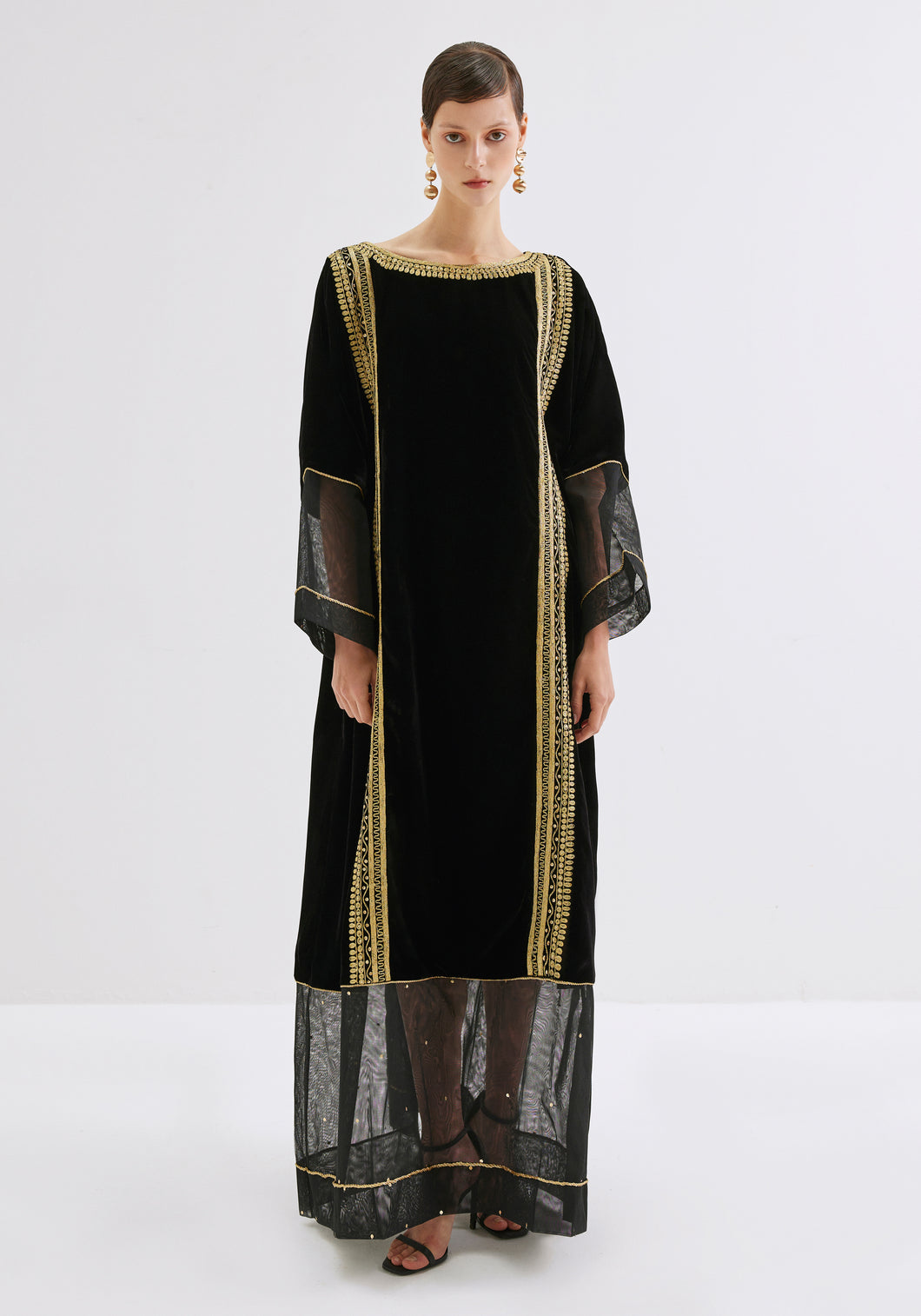 Velvet Kaftan with gold traditional embroidery