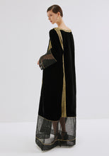 Load image into Gallery viewer, Velvet Kaftan with gold traditional embroidery
