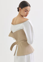 Load image into Gallery viewer, White Dress with Khaki Corset