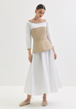 Load image into Gallery viewer, White Dress with Khaki Corset