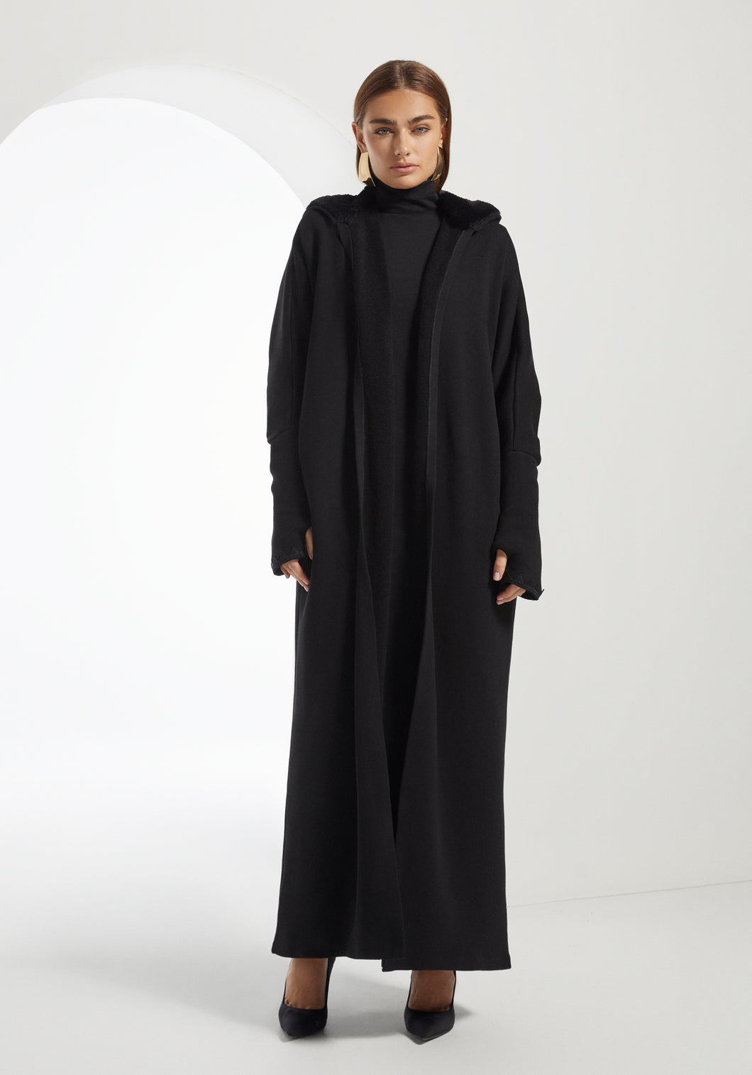 Black Hooded Farwa Coat