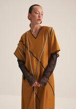 Load image into Gallery viewer, Mustard Kaftan with graphic embroidery