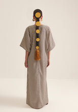 Load image into Gallery viewer, Black Stripes with gold buckle kaftan