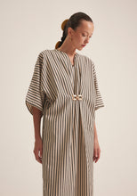 Load image into Gallery viewer, Black Stripes with gold buckle kaftan