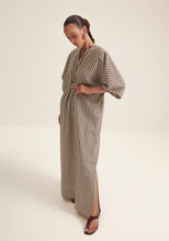 Load image into Gallery viewer, Black Stripes with gold buckle kaftan
