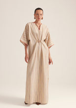 Load image into Gallery viewer, Colorful stripes with gold buckle Kaftan