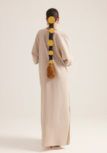 Load image into Gallery viewer, white and beaj Stripes with Silver buckle Kaftan