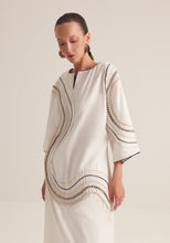 Load image into Gallery viewer, Off white Kaftan with traffic swirls of embroidery