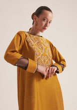 Load image into Gallery viewer, Mustard yellow Kaftan with embroidery
