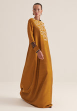 Load image into Gallery viewer, Mustard yellow Kaftan with embroidery