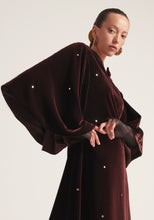 Load image into Gallery viewer, Brown velvet Kaftan with tulle sleeves