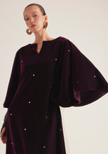 Load image into Gallery viewer, Maroon Kaftan velvet with tulle sleeves