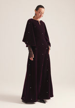 Load image into Gallery viewer, Maroon Kaftan velvet with tulle sleeves