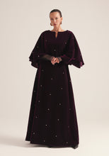 Load image into Gallery viewer, Maroon Kaftan velvet with tulle sleeves