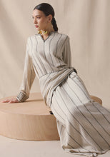 Load image into Gallery viewer, Striped Kaftan with bandana in black details