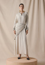 Load image into Gallery viewer, Striped Kaftan with bandana in black details