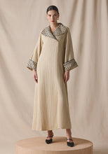 Load image into Gallery viewer, High collar Kaftan in black leather details