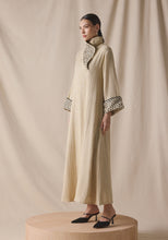 Load image into Gallery viewer, High collar Kaftan in black leather details