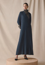Load image into Gallery viewer, High Collar Kaftan in wool with leather details