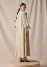 Load image into Gallery viewer, High Collar Kaftan in brown leather details