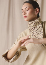 Load image into Gallery viewer, High Collar Kaftan in brown leather details