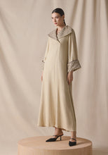 Load image into Gallery viewer, High Collar Kaftan in brown leather details