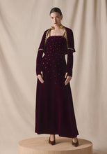 Load image into Gallery viewer, maroon Velvet kaftan with Cape