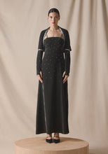 Load image into Gallery viewer, Grey Velvet Kaftan with Cape with silver embroidery