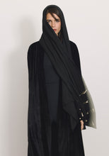 Load image into Gallery viewer, Velvet Black Scarf Abaya & Shayla