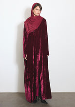 Load image into Gallery viewer, Velvet Red Abaya & Shayla