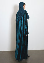 Load image into Gallery viewer, Velvet Teal Blue Abaya & Shayla