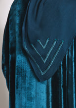 Load image into Gallery viewer, Velvet Teal Blue Abaya & Shayla