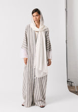 Load image into Gallery viewer, Striped Gray Linen Abaya & Shayla