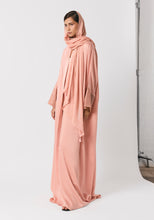 Load image into Gallery viewer, Salmon Pink Silk Abaya & Shayla